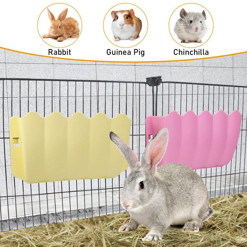 Litewoo Rabbit Hanging Hay Feeder Rack Guinea Pig Mess-Free Dispenser Hay Bowl Manger Rack Wall-Mounted for Small Pets Rat Chinchilla Ferret Squirrel Cage Accessories (Yellow) - Image 3